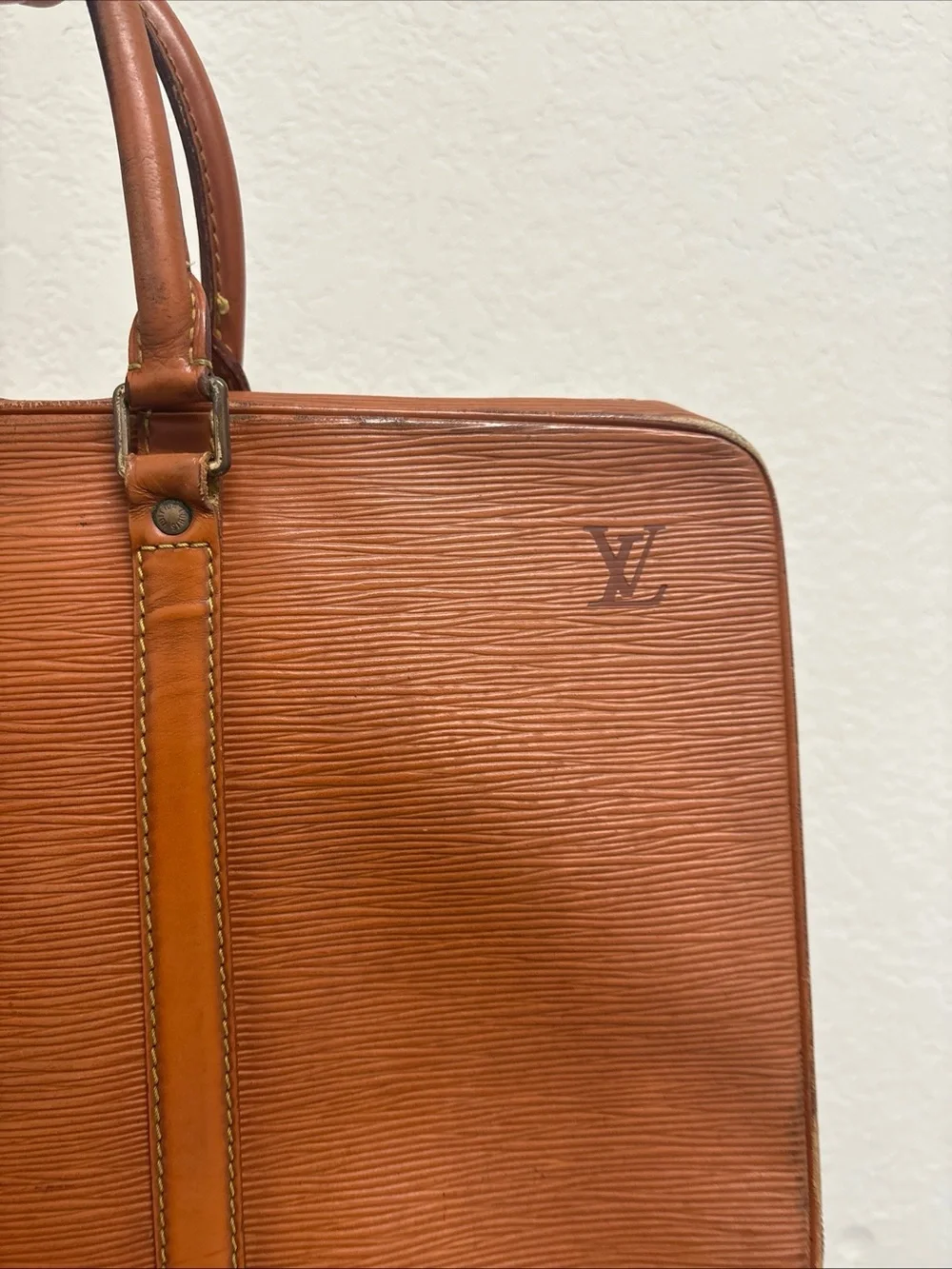 Louis Vuitton Porte Documents Voyage Brown Epi Handbag